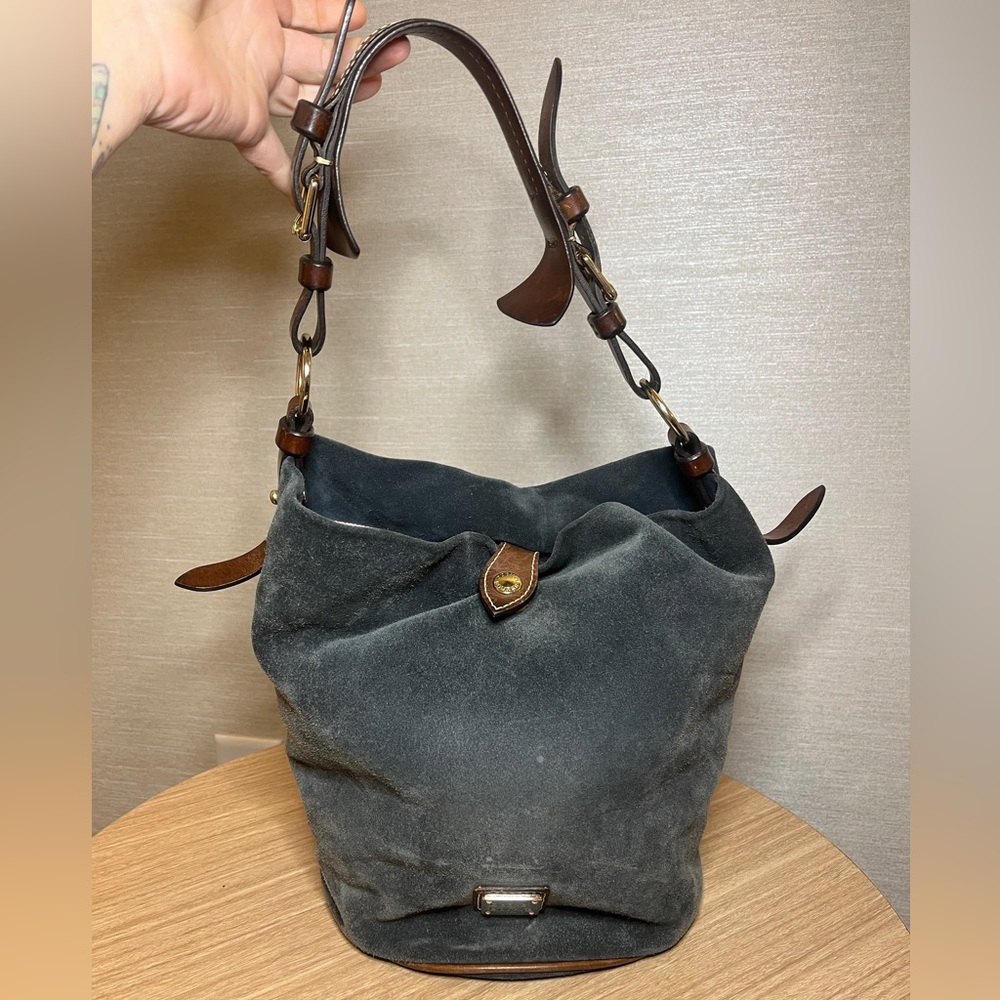 Vintage Dooney & Bourke Black Suede Leather Hobo Purse - Great Condition